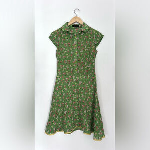 Jungal 100% silk Floral Green Dress size 2